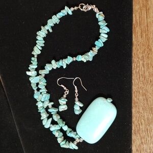 Light Blue Stone Necklace & Earring Set